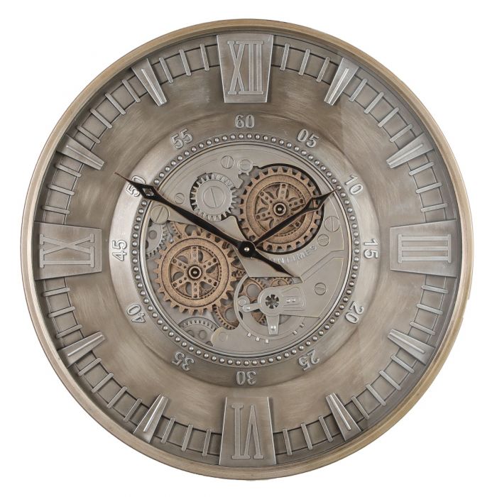 Round Industrial Exposed Gear Movement Wall Clock - 60cms