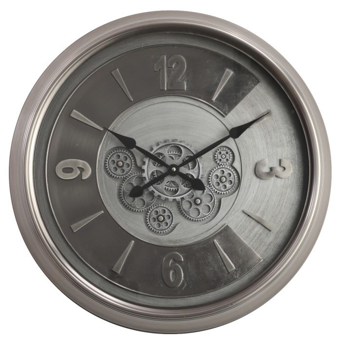 Round Lark Industrial Exposed Gear Movement Wall Clock - 62cms