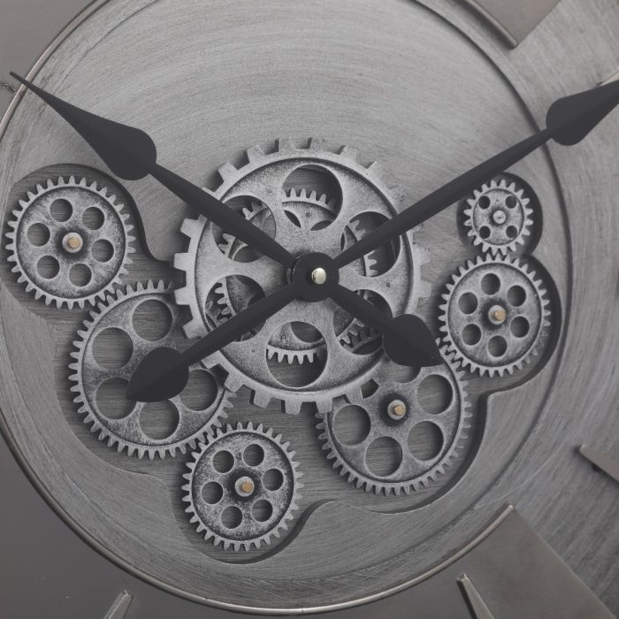 Round Lark Industrial Exposed Gear Movement Wall Clock - 62cms