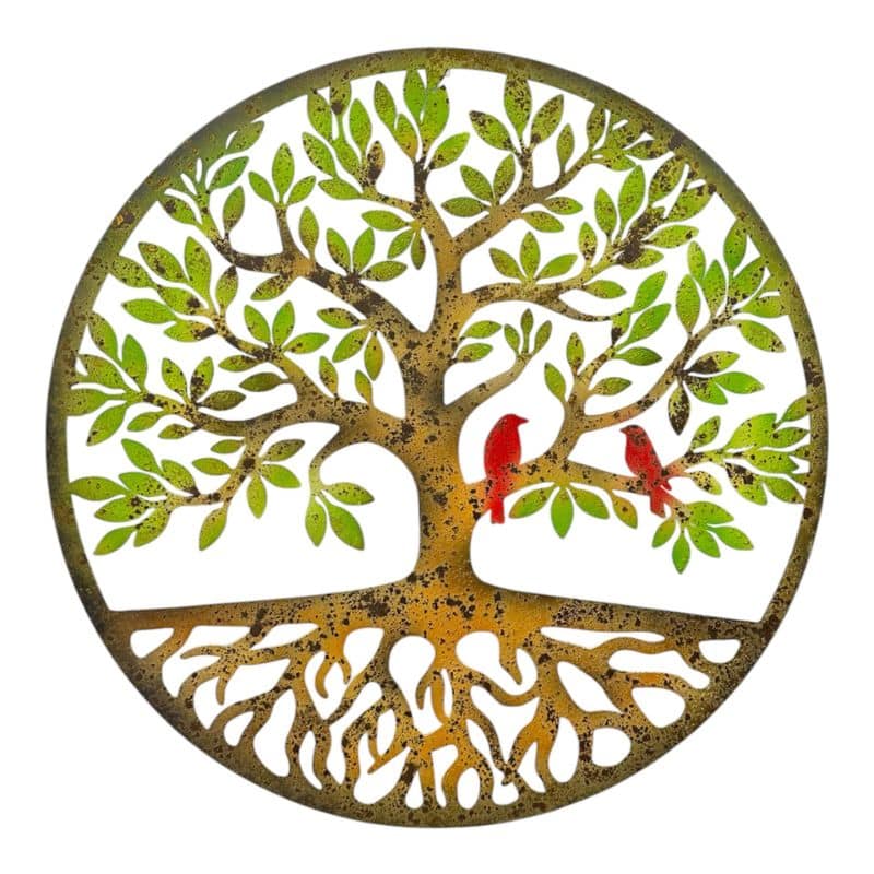 Round Laser Cut Tree of Life with Roots & Birds - 50cms