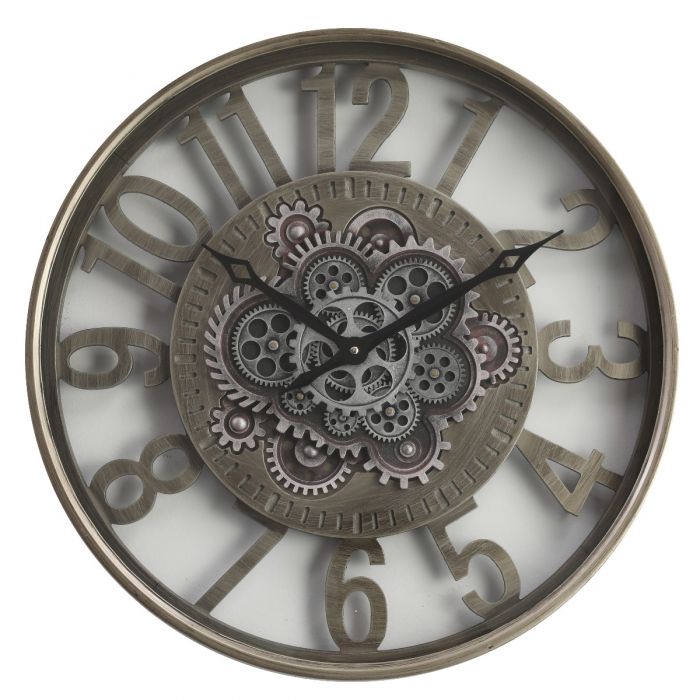 Round Levon Industrial Exposed Gear Movement Wall Clock - 59cms