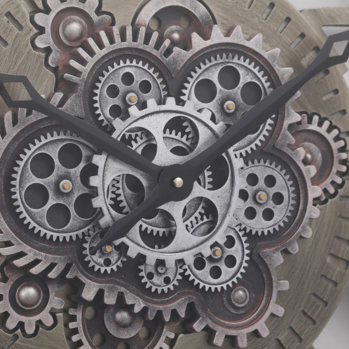 Round Levon Industrial Exposed Gear Movement Wall Clock - 59cms