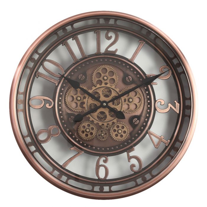 Round Lucas Industrial Exposed Gear Movement Wall Clock - 55cms