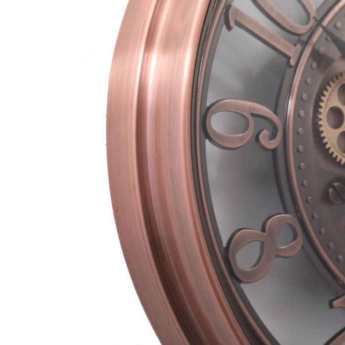 Round Lucas Industrial Exposed Gear Movement Wall Clock - 55cms