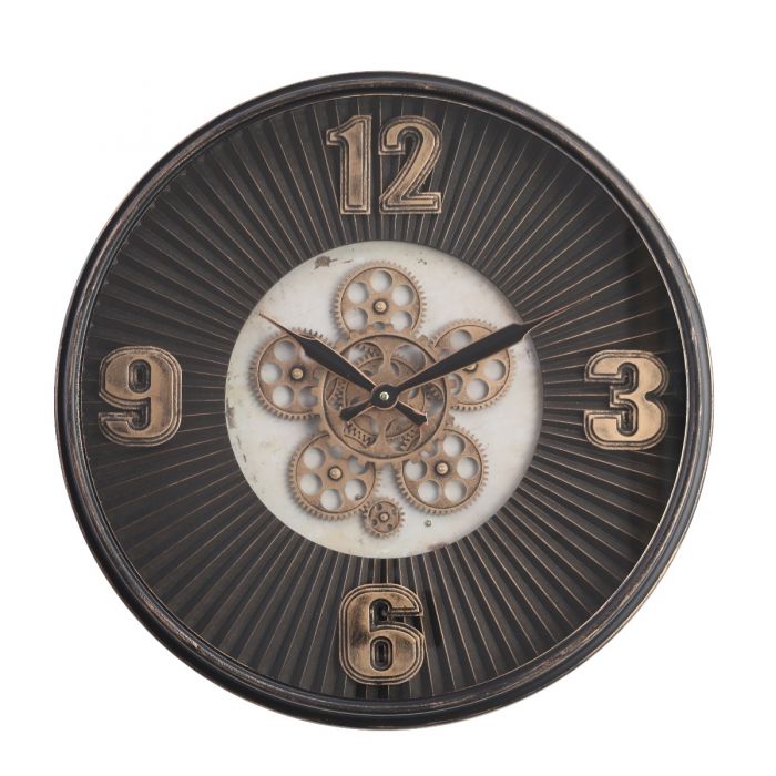 Round Marcus Ribbed Gear Movement Wall Clock - 54cms