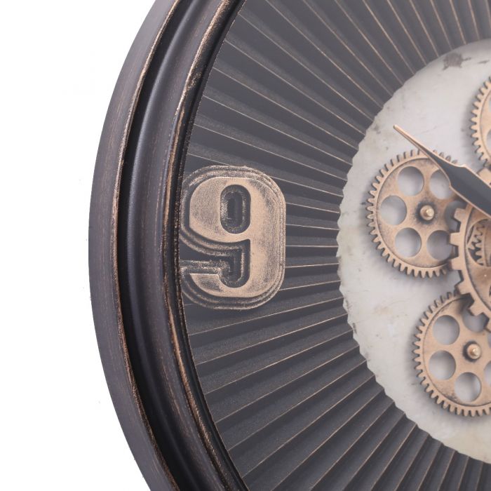 Round Marcus Ribbed Gear Movement Wall Clock - 54cms