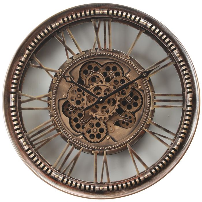 Round Mason Exposed Gear Movement Wall Clock - 80cms