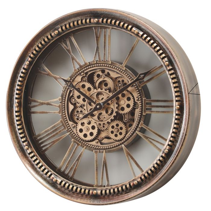 Round Mason Exposed Gear Movement Wall Clock - 80cms