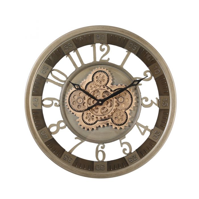 Round Maurice Industrial Exposed Gear Movement Wall Clock - 46cms