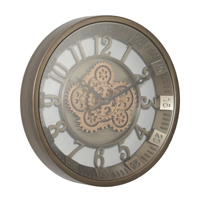 Round Maurice Industrial Exposed Gear Movement Wall Clock - 46cms