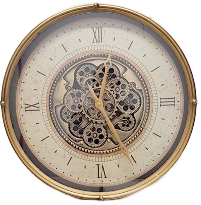 Round Milan Exposed Gear Movement Wall Clock - 60cms