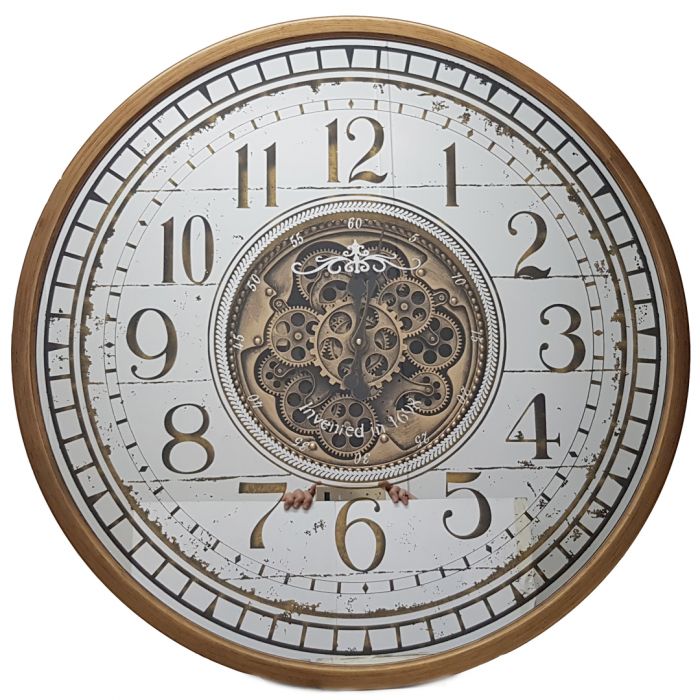 Round Mirrored Château Exposed Movement Wall Clock - 80cms