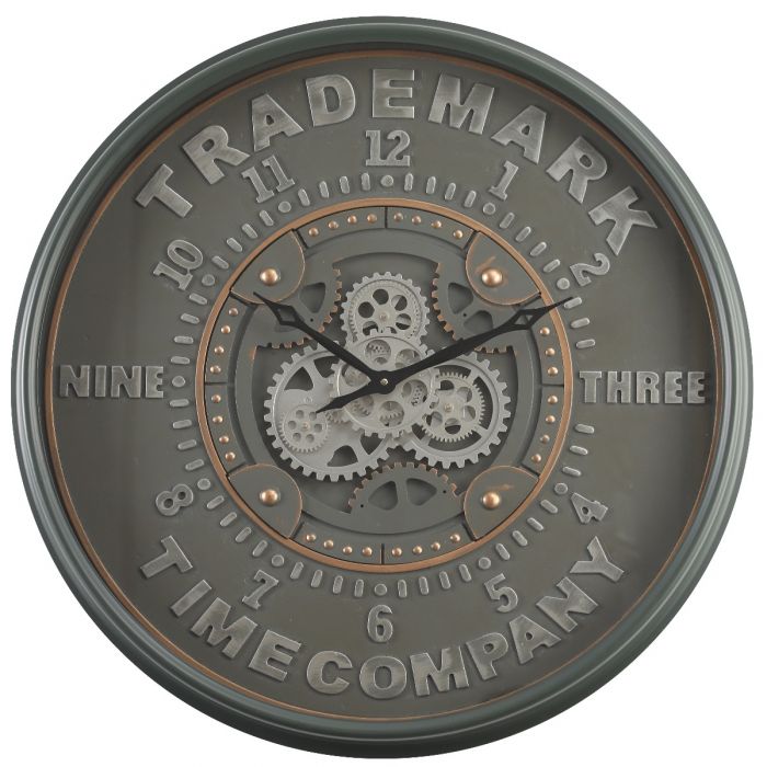 Round Modern Trademark Gear Movement Wall Clock - 80cms