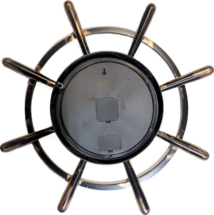 Round Nautical Wheel Exposed Gear Movement Wall Clock - 65cms