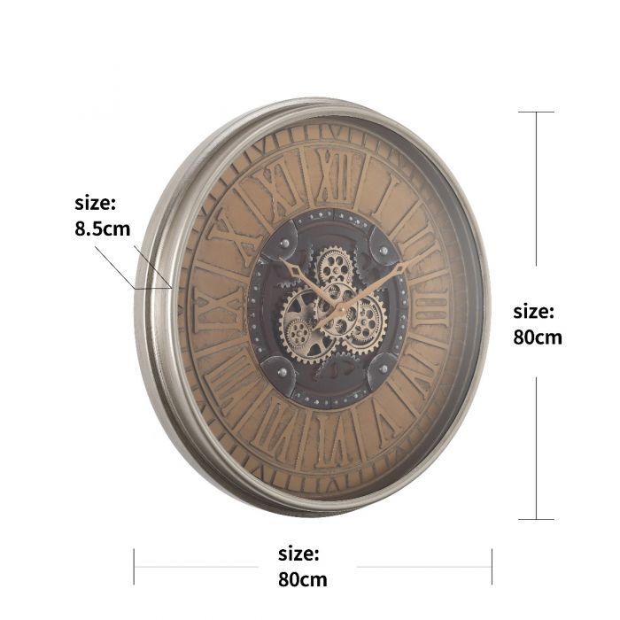 Round Persian Exposed Gear Movement Wall Clock - 80cms