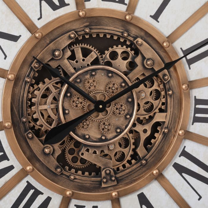 Round Provincial Exposed Gear Movement Wall Clock - 101cms