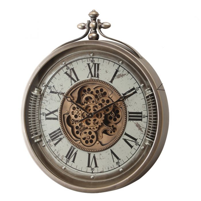 Round Saint Etienne Exposed Moving Gear Wall Clock - Grey