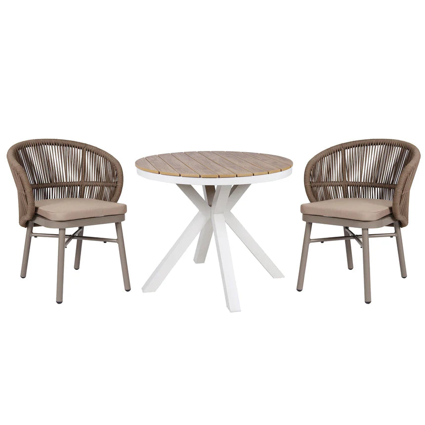Round Sand White Outdoor Dining Table - 90cms
