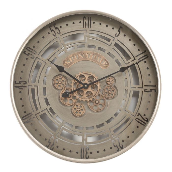 Round Spin Time Exposed Gear Movement Wall Clock - 60cms