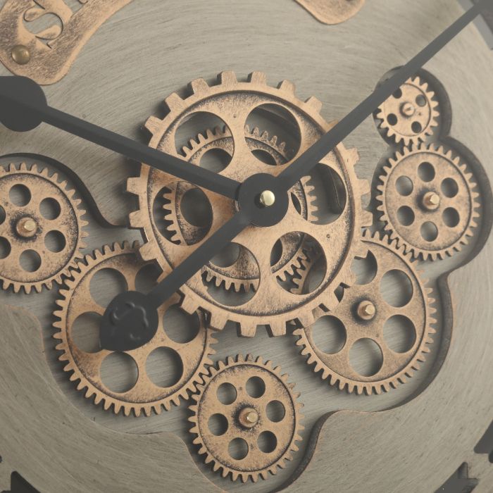 Round Spin Time Exposed Gear Movement Wall Clock - 60cms