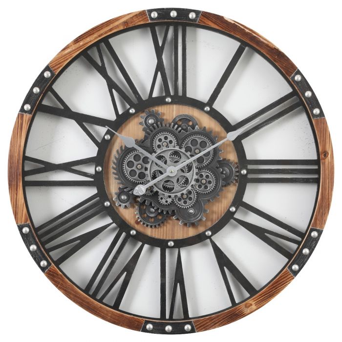 Round Theo Gear Movement Wall Clock - 73cms