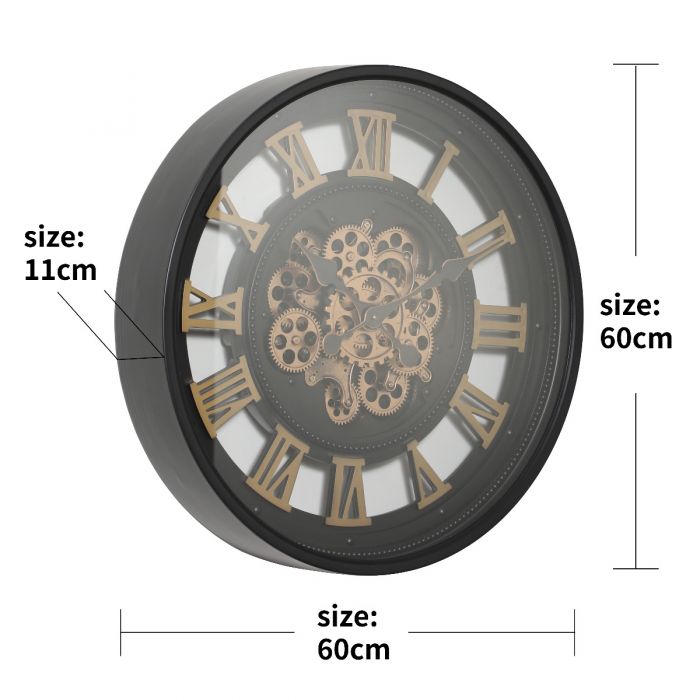 Round Valentino Gear Movement Wall Clock - 60cms