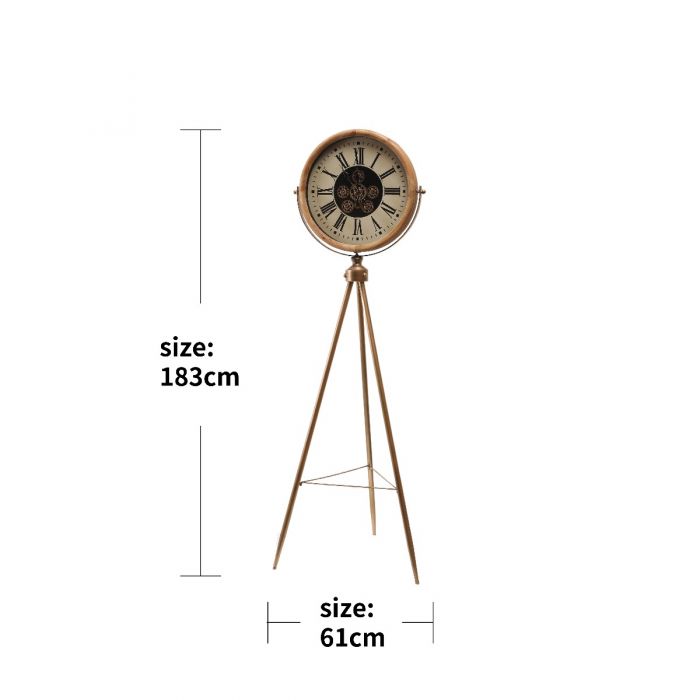 Round Vermont Tripod Exposed Gear Movement Clock - 55cms