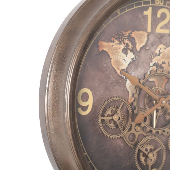Round World Gear Movement Wall Clock - 62cms