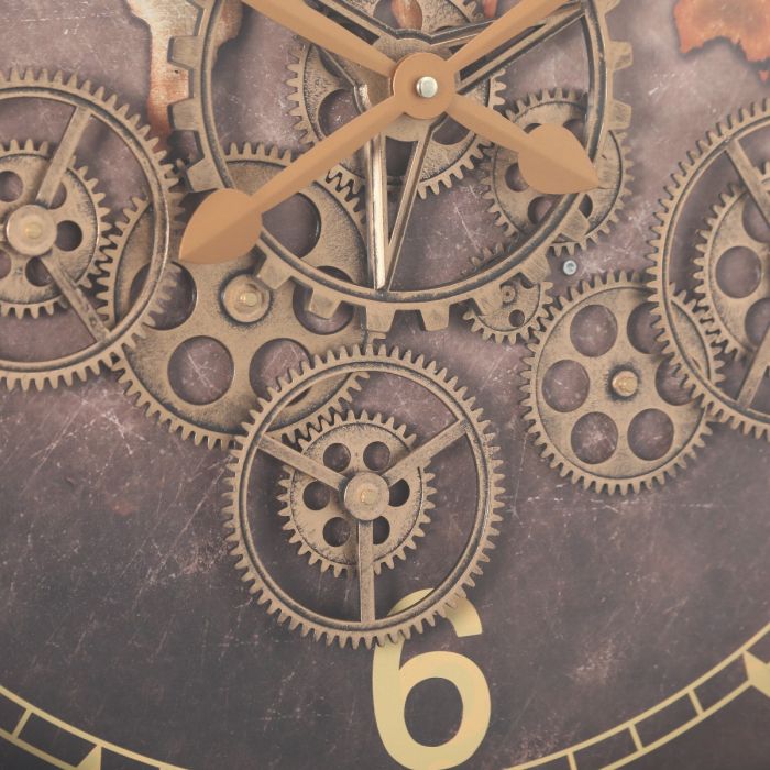 Round World Gear Movement Wall Clock - 62cms