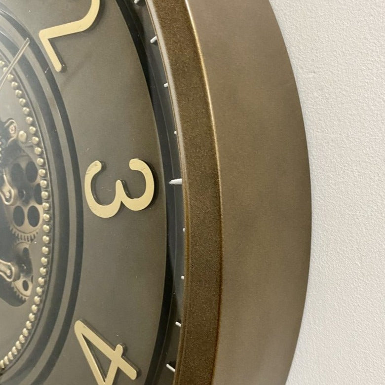 Royal Industrial Rotating Gears Clock 60cms - Coffee