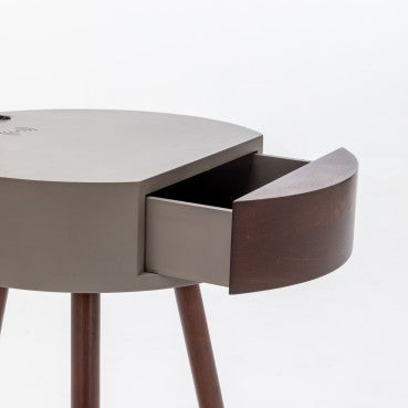 Rubberwood Lamp with Shelves - Grey