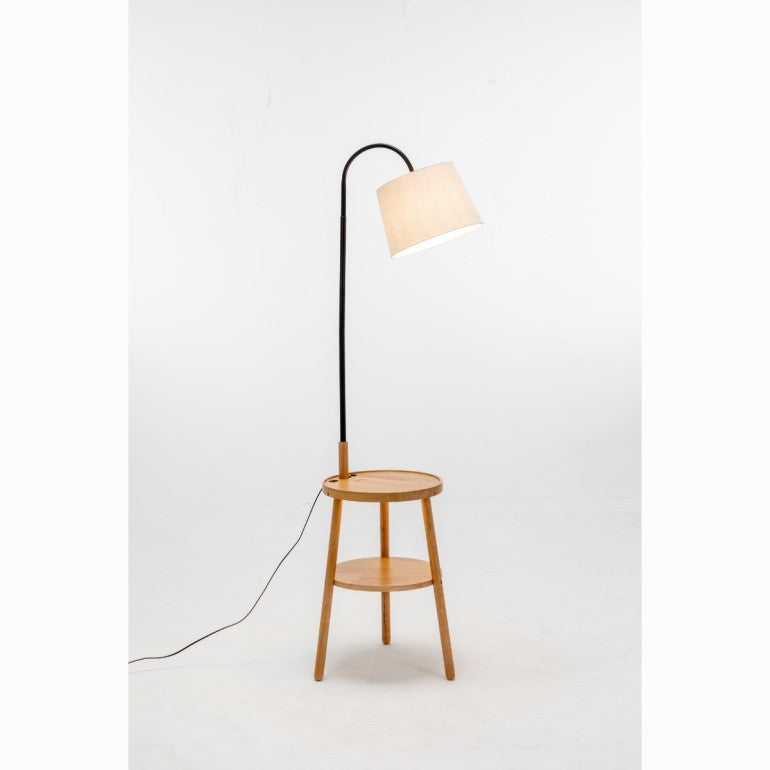 Rubberwood Lamp with Shelves - Available 3 Colors