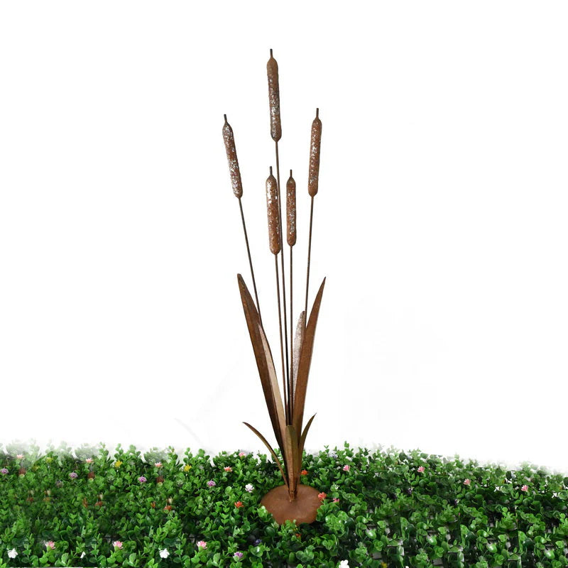 Rust Bulrush Decoration on Stand- 91cms