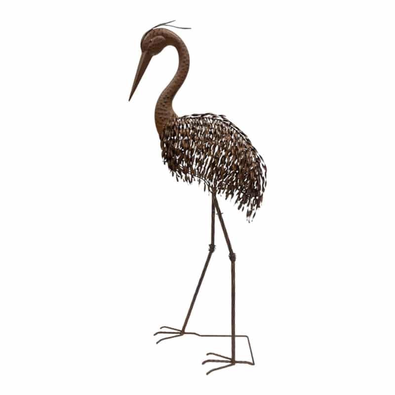 Rust Crane Bird 'Looking Down' Statue - 102cms