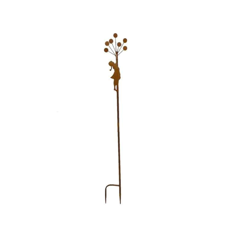 Rust Girl with Balloons Garden Stake - 100cms