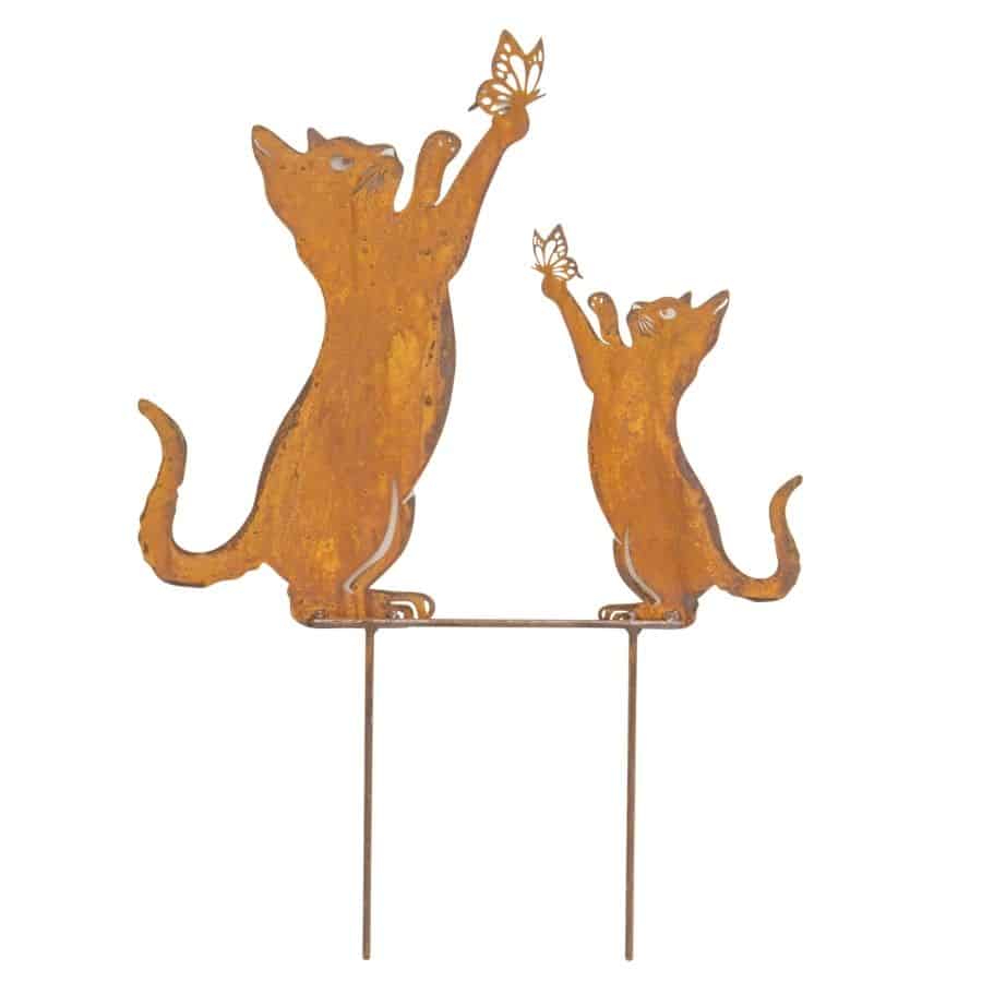 Rust Hanging Cat & Kitten garden Stake - 43cms