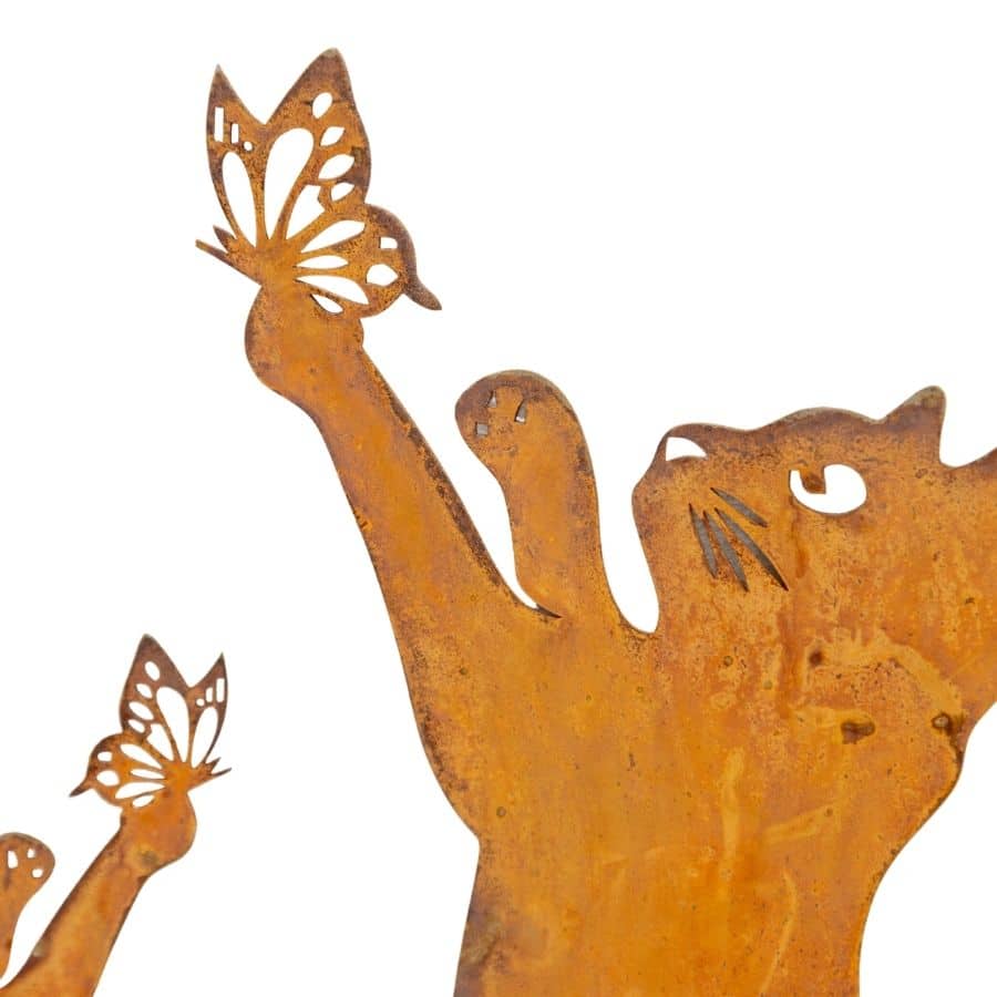 Rust Hanging Cat & Kitten garden Stake - 43cms