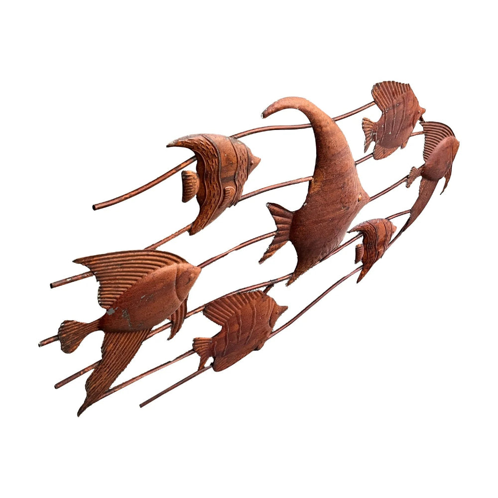 Rust School of Fish Wall Art - 90x3x38cms