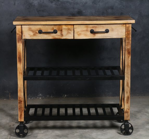 Rustic Appeal Hardwood Butler's Trolley
