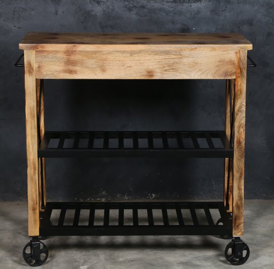 Rustic Appeal Hardwood Butler's Trolley