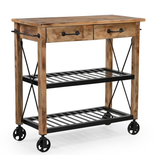 Rustic Appeal Hardwood Butler's Trolley