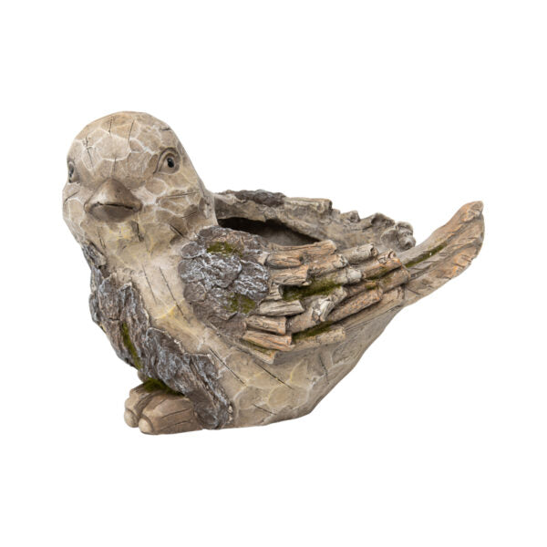 Rustic Bird Planter with Hole & Plug - 27cms