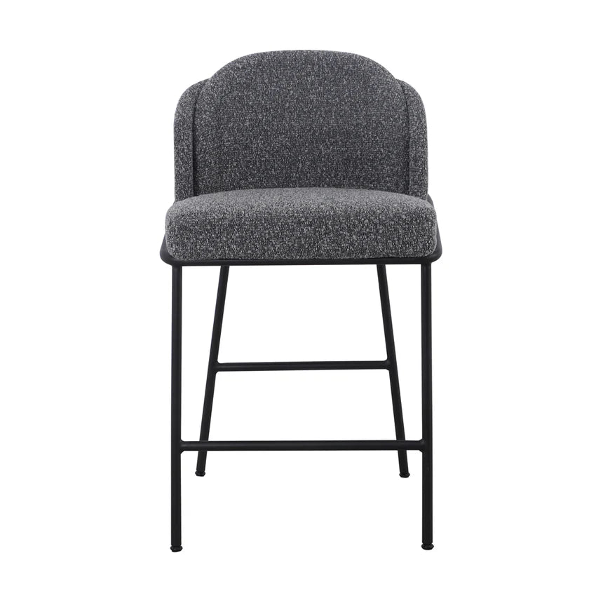 Rustic Charm Bar Stool - Anthracite Grey Boucle (Set of 2)