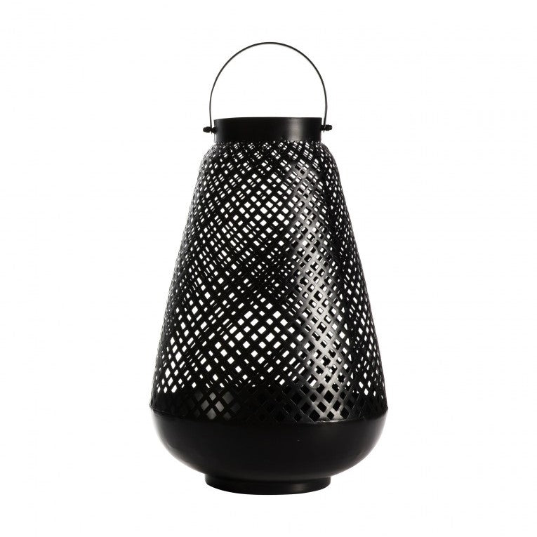 Rustic Charm Textured Black Lantern
