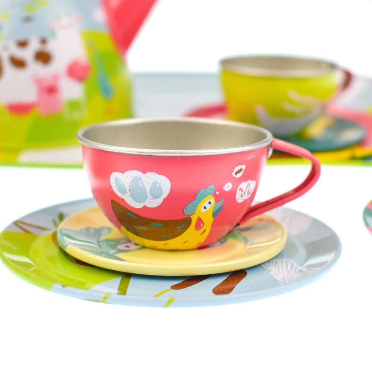 Rustic Farm Tin Tea Set - 15-Piece Playtime Collection