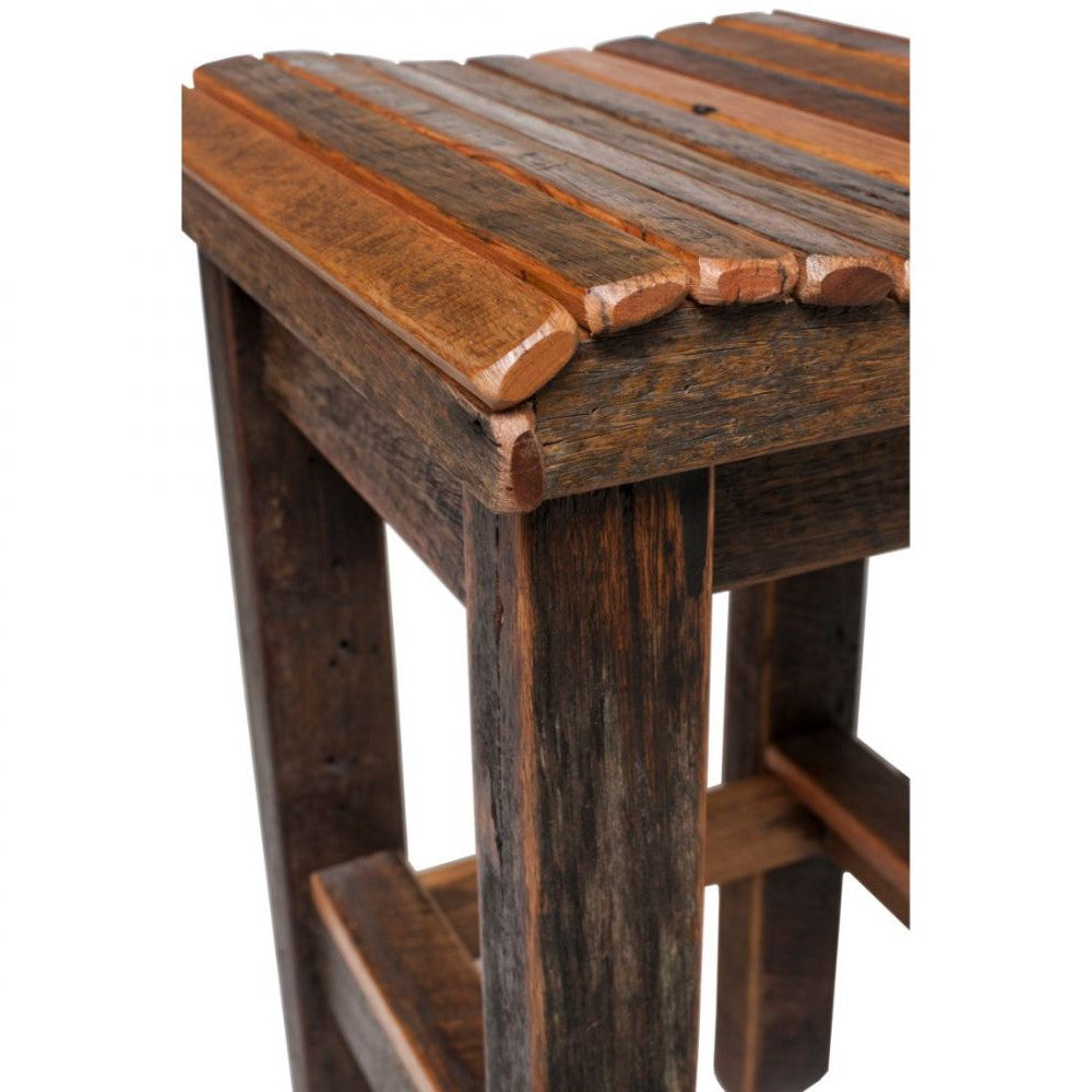 Rustic Industrial Wooden Bar Stool Chair With Curved Top