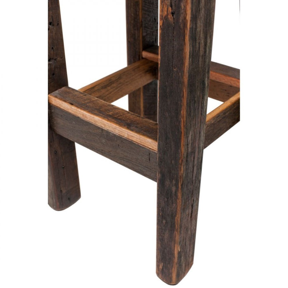 Rustic Industrial Wooden Bar Stool Chair With Curved Top