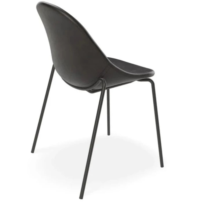 Rustic Leather Black Metal 4 Post Base Dining Chair