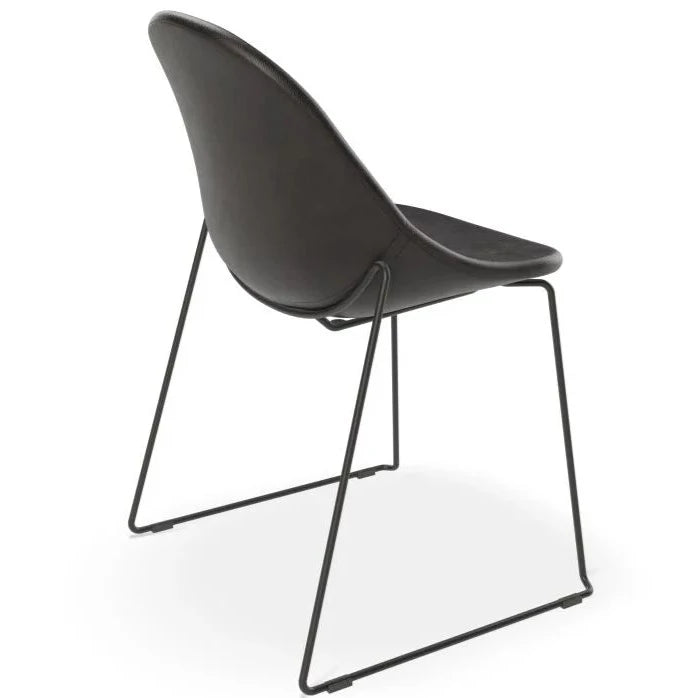 Rustic Leather Sled Base - Black Dining Chair