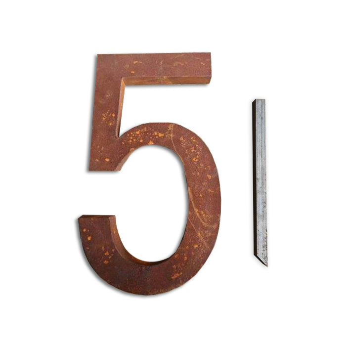 Rustic Metal Finish House Number - FIVE